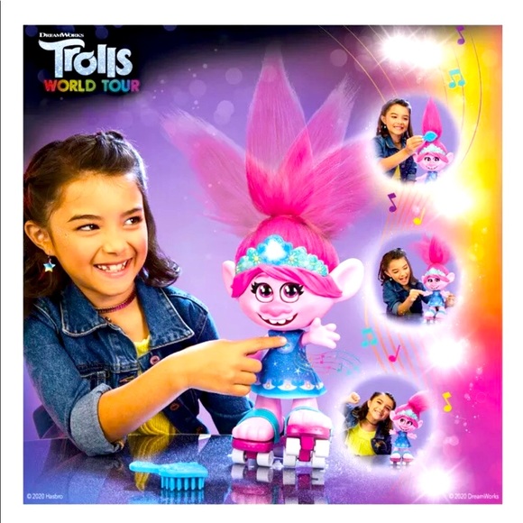 Trolls Toys Dreamworks Trolls World Tour Dancing Hair Poppy Doll On Skates With Pink Hair